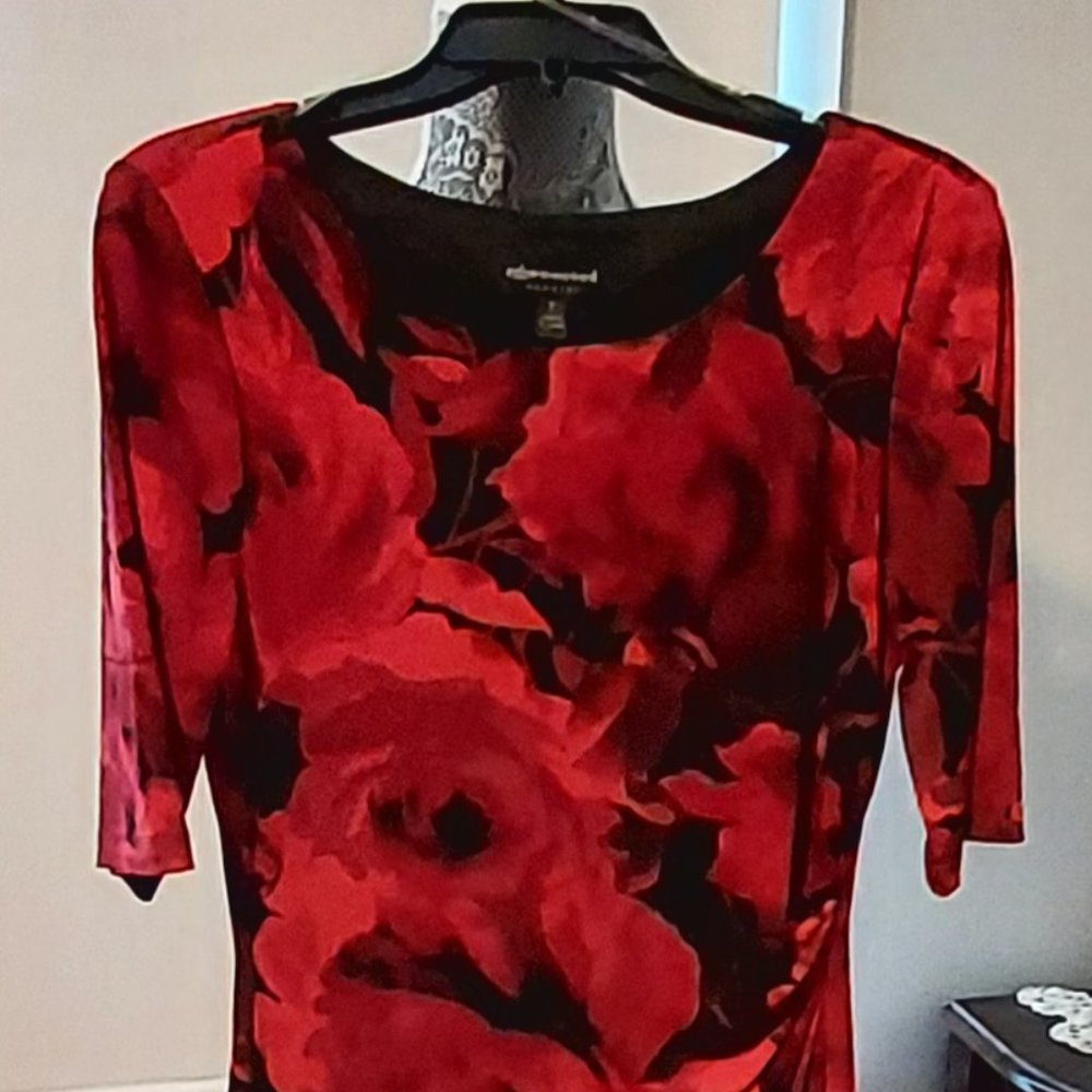 "Connected Apparel" Red floral dress